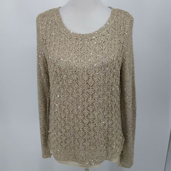 Maurices Sweaters - New Maurices Medium Sweater Beige Sequins Long Slv